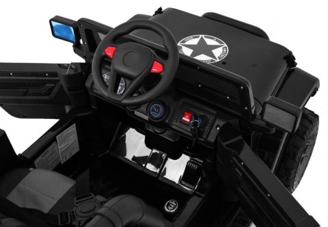 Jeep Na Akumulator Terenowe Full Time 4WD Czarny Napęd 4x4 Pilot Audio LED