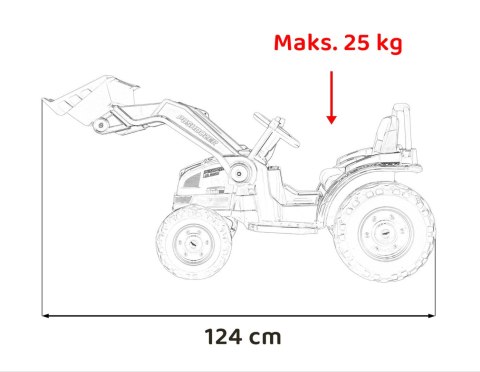 Traktor Na Akumulator Koparka Czerwona Ruchoma Łyżka Pilot Radio FM LED